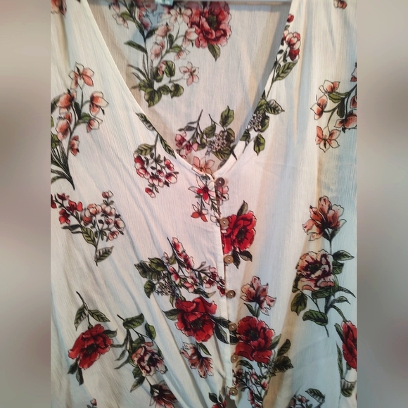 M. Fasis 3/4 sleeve size 2X tie front floral boho style top shirt blouse - Picture 7 of 9